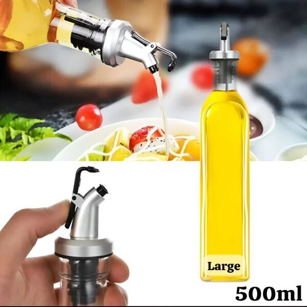 500ML Large Oil Bottle Glass Material with Safety Lock Cap
