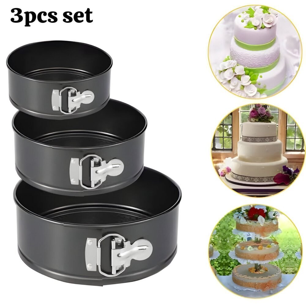 🍰 Imported BakeWare Set of 3 Non-Stick Stainless Steel Cake Moulds