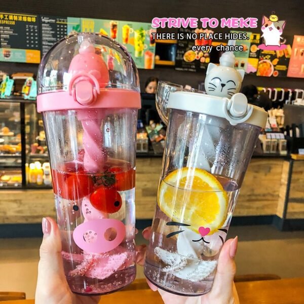 Cute Creative Plastic Straw Water Bottle