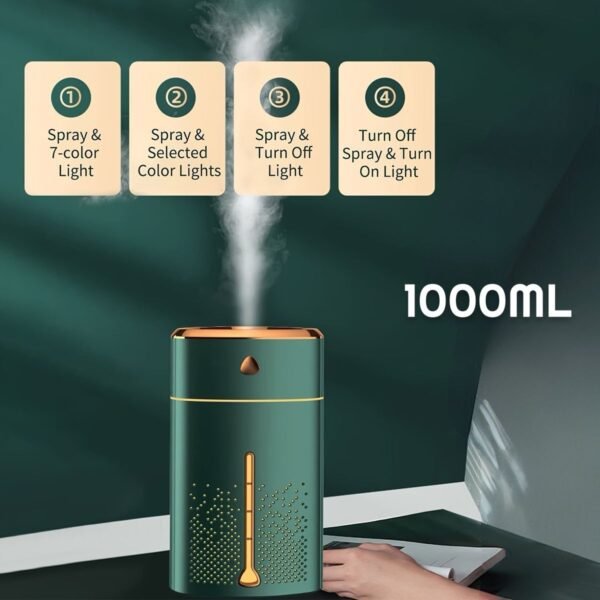 1000ML Desktop Mist Diffuser Wuit Cool Noght Lights Humidifier
