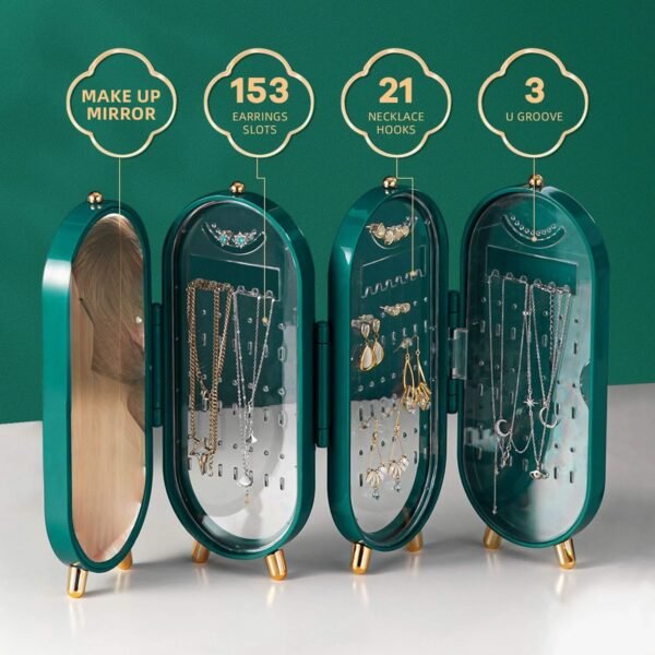 Foldable 4 Layer Jewellery Organizer with Mirror