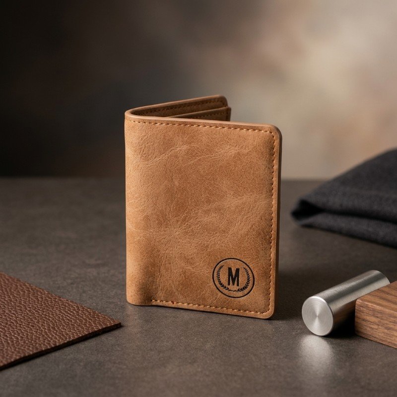 Leather Bifold Long Wallet with Snap Button Closure – Men's Purse