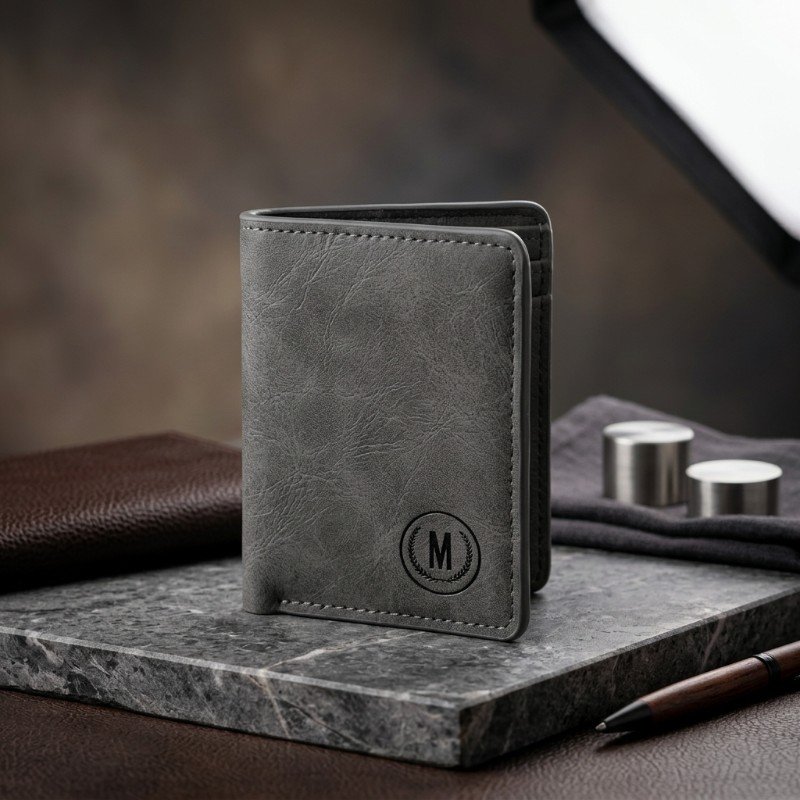 Leather Bifold Long Wallet with Snap Button Closure – Men's Purse - image 3