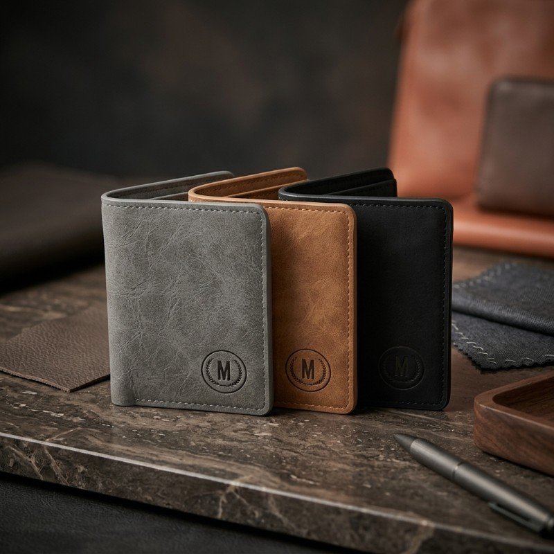 Leather Bifold Long Wallet with Snap Button Closure – Men's Purse - image 4