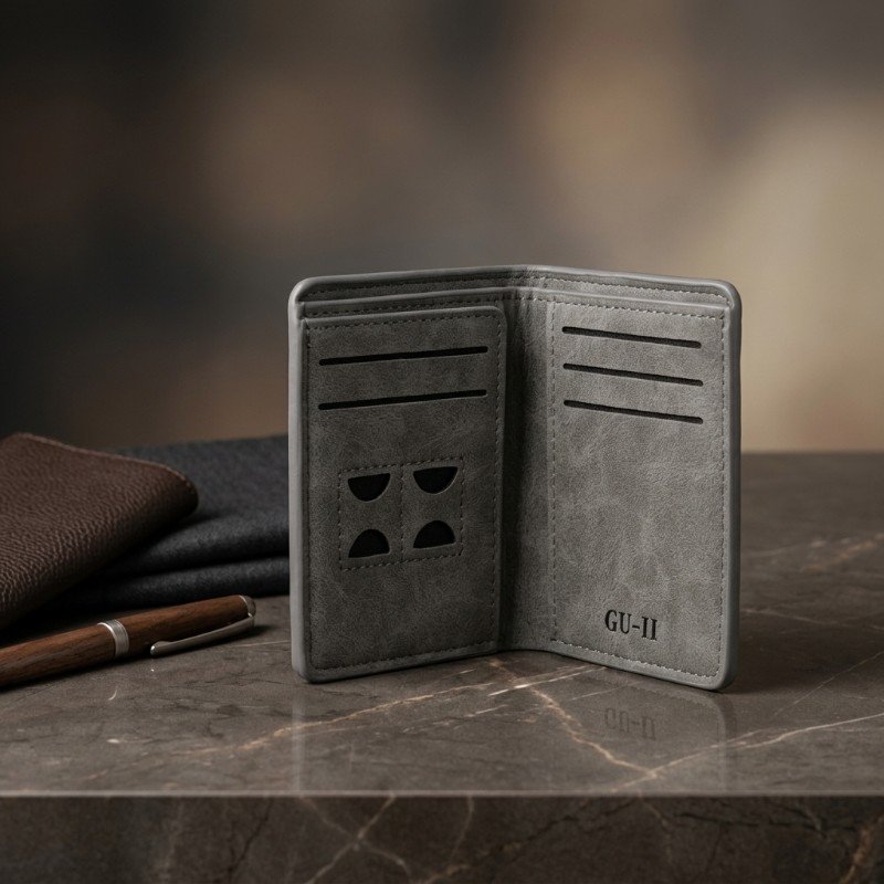 Leather Bifold Long Wallet with Snap Button Closure – Men's Purse - image 5