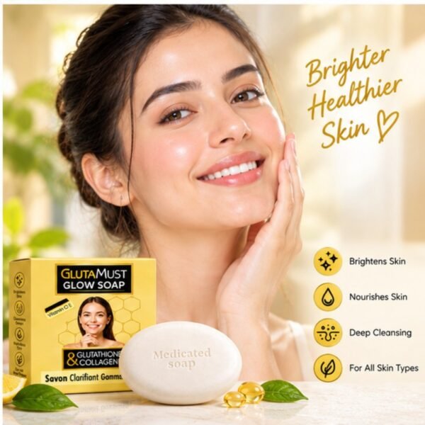 GlutaMust Glow Soap – Vitamin C & E Enriched Glutathione & Collagen Cleansing Soap | Care & Glow