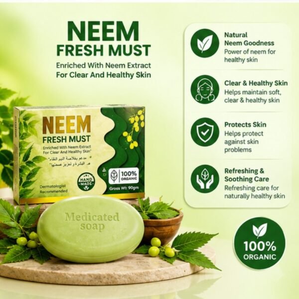 Neem Fresh Must Soap 90g – Neem Extract Herbal Soap for Clear & Healthy Skin | Care & Glow - image 2