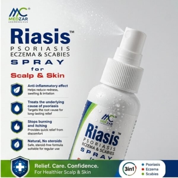 MedZar Riasis Spray 60ml – Psoriasis, Eczema & Scabies Scalp and Skin Care Spray | Care & Glow - image 2